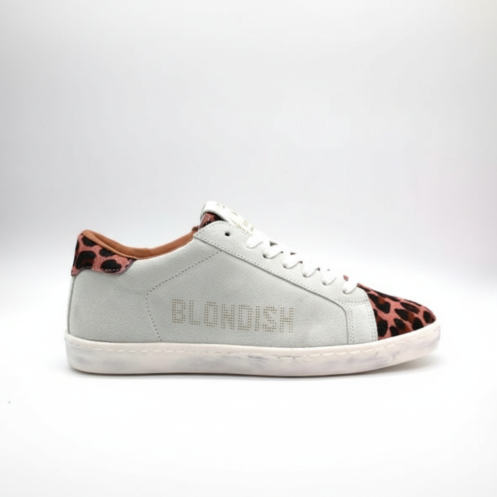 Leopard print artisanal sneaker side view