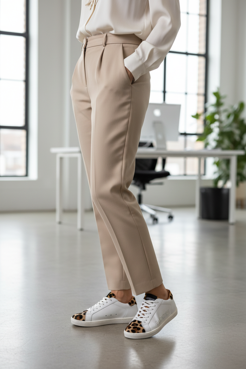 Leopard print sneaker smart casual style